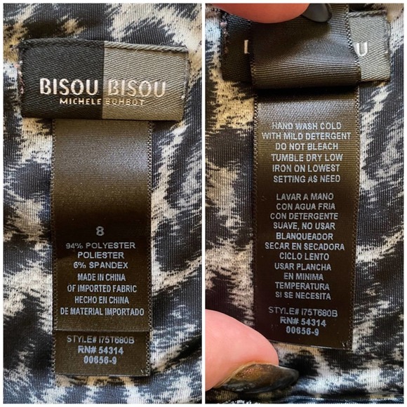 Bisou Bisou Open Back Mixed Animal Print Midi‎ Dress sz 8 - Picture 9 of 9